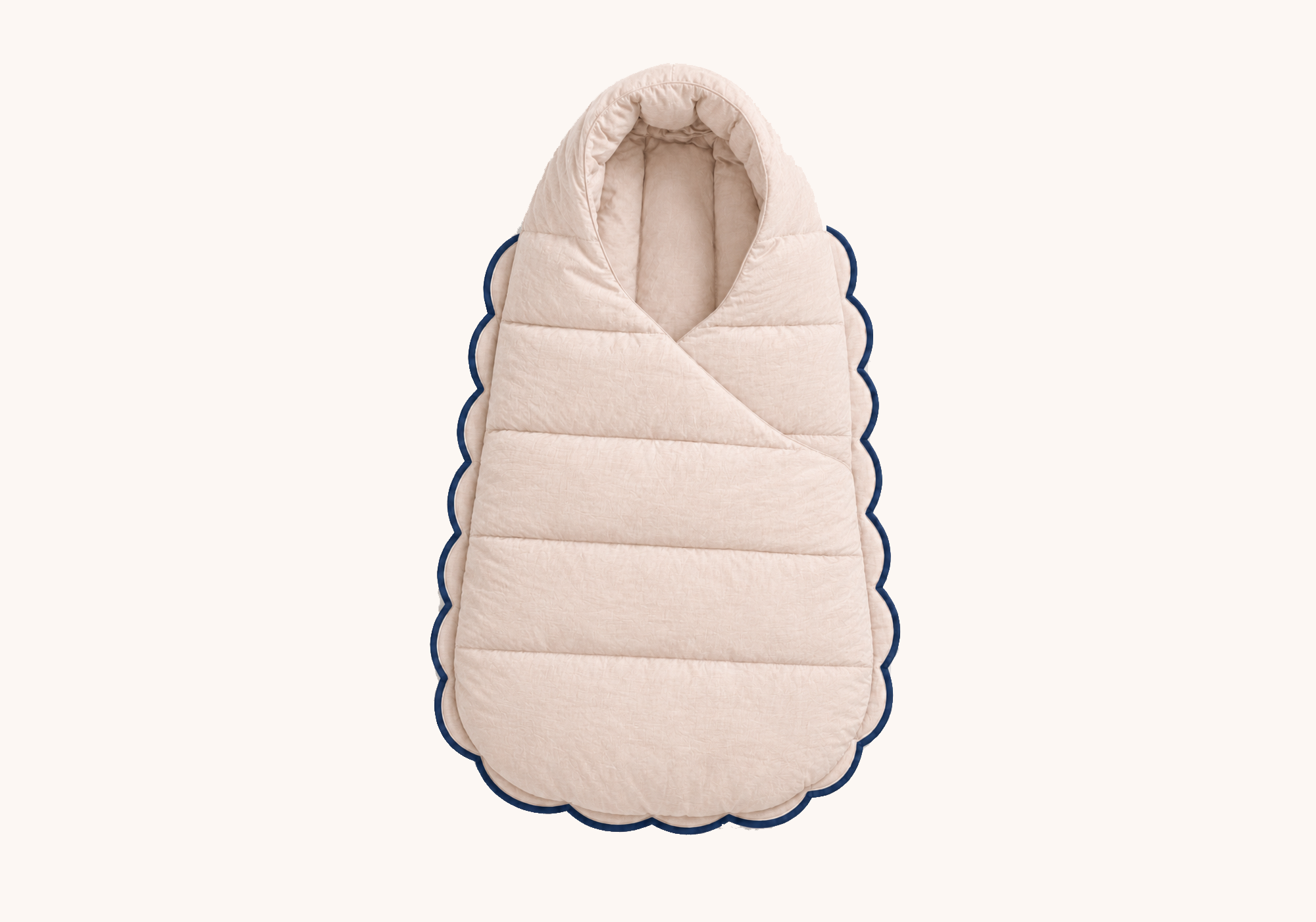 Baby Cosy Bag, Beige mit blauem Rand