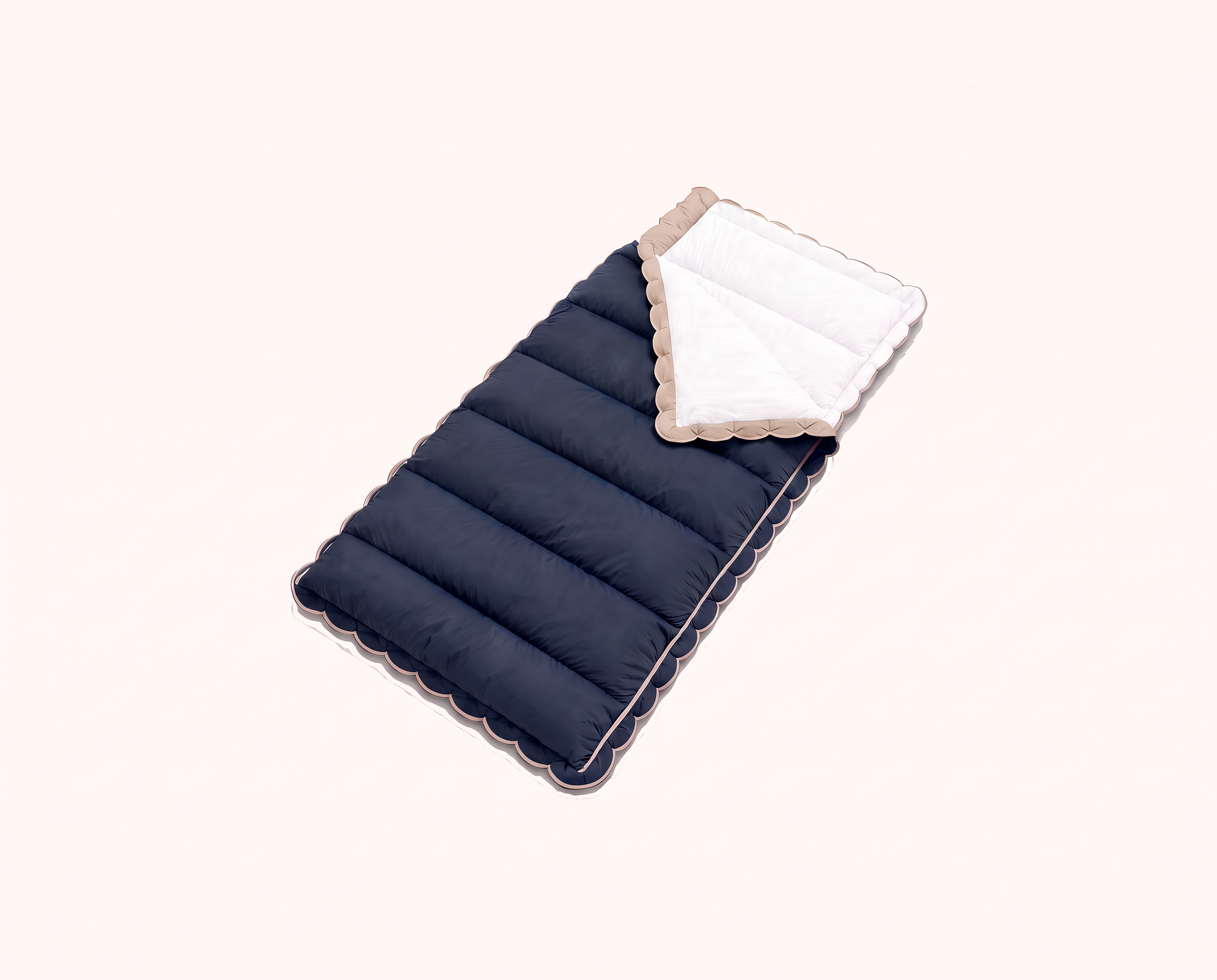 Kinderschlafsack, Blau mit beigem Rand